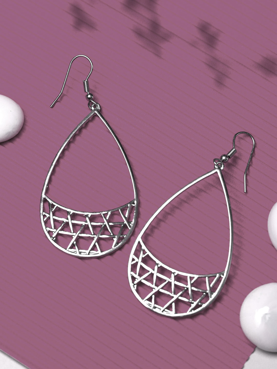 Filigree Silver Plated Tear Drop Earrings