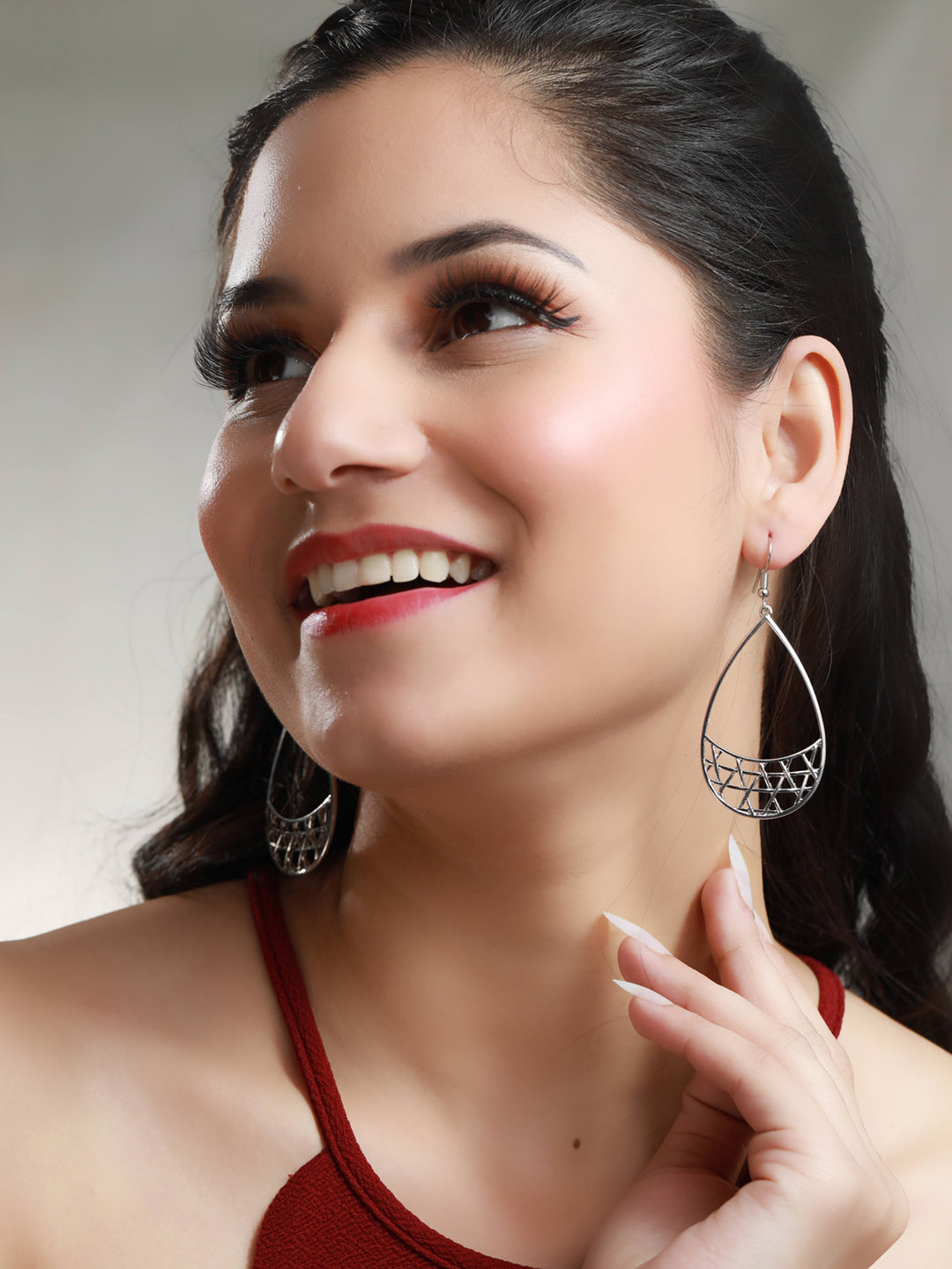 Filigree Silver Plated Tear Drop Earrings
