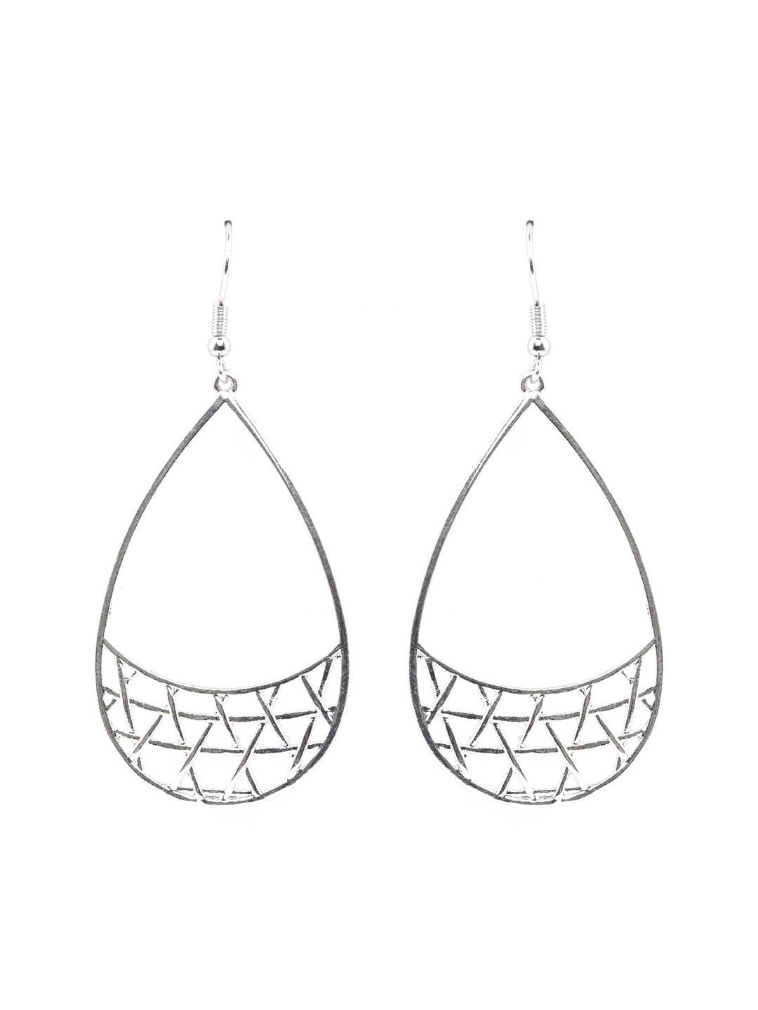 Filigree Silver Plated Tear Drop Earrings