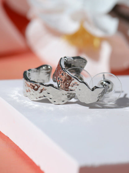 Prita Hammered Silver Plated Half Hoops