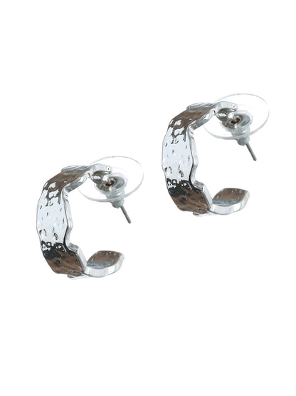 Prita Hammered Silver Plated Half Hoops
