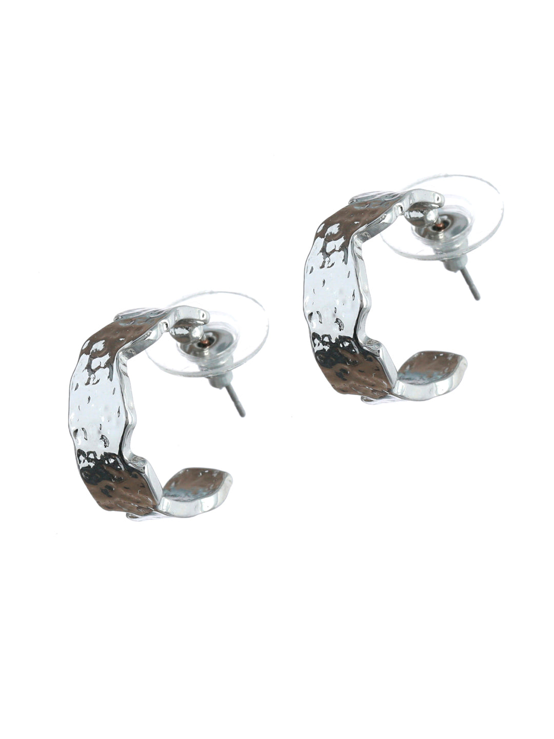 Prita Hammered Silver Plated Half Hoops