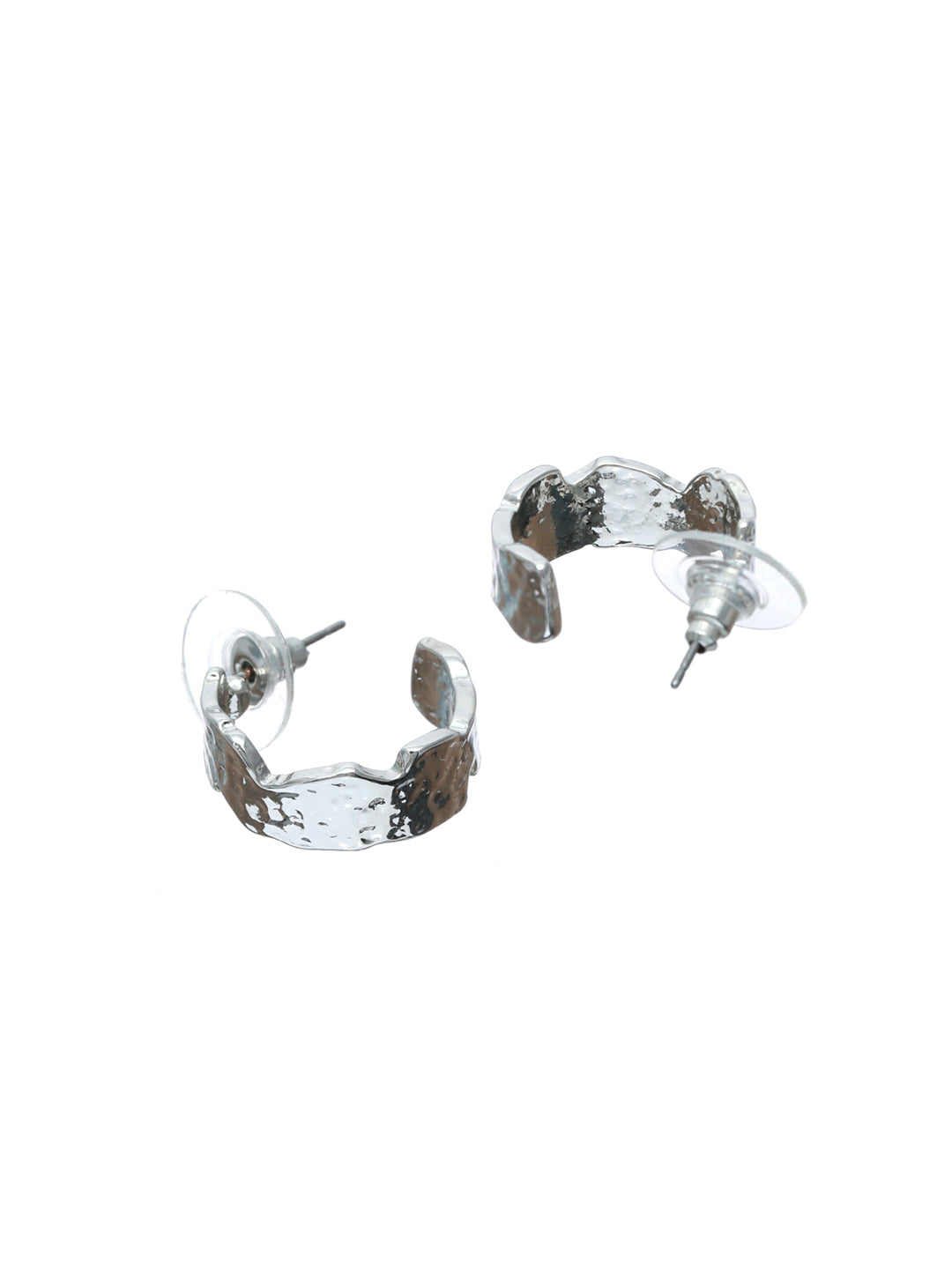 Prita Hammered Silver Plated Half Hoops