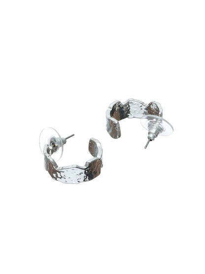 Prita Hammered Silver Plated Half Hoops