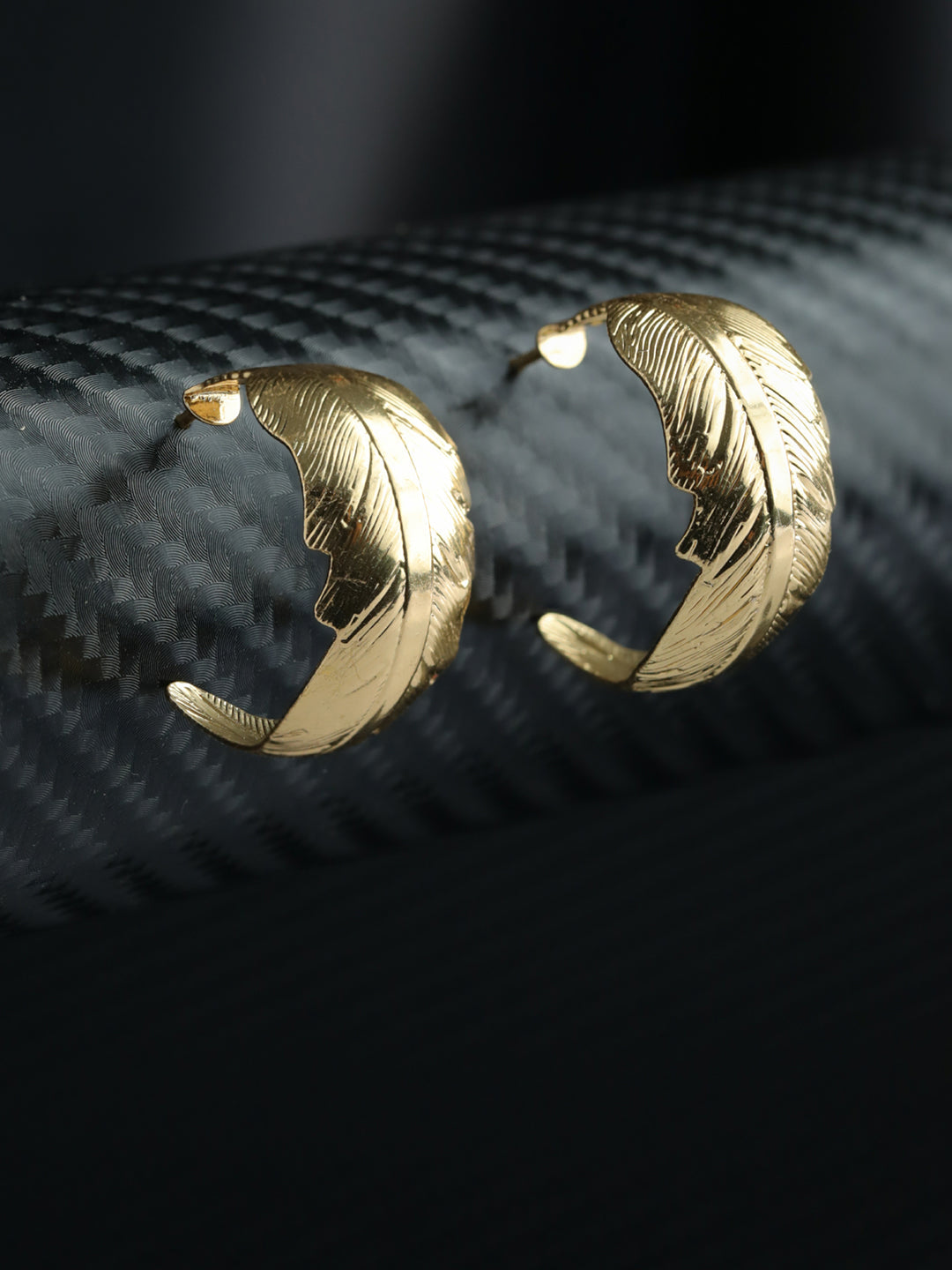 Prita Gold Plated Leaf Half Hoops