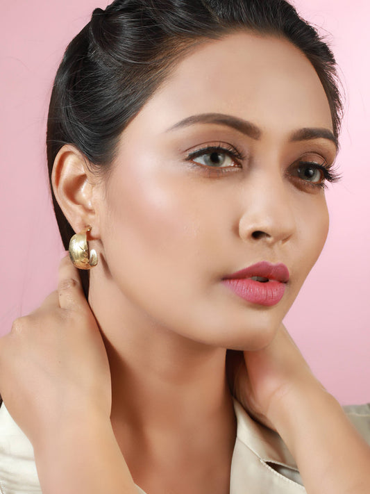 Prita Gold Plated Leaf Half Hoops