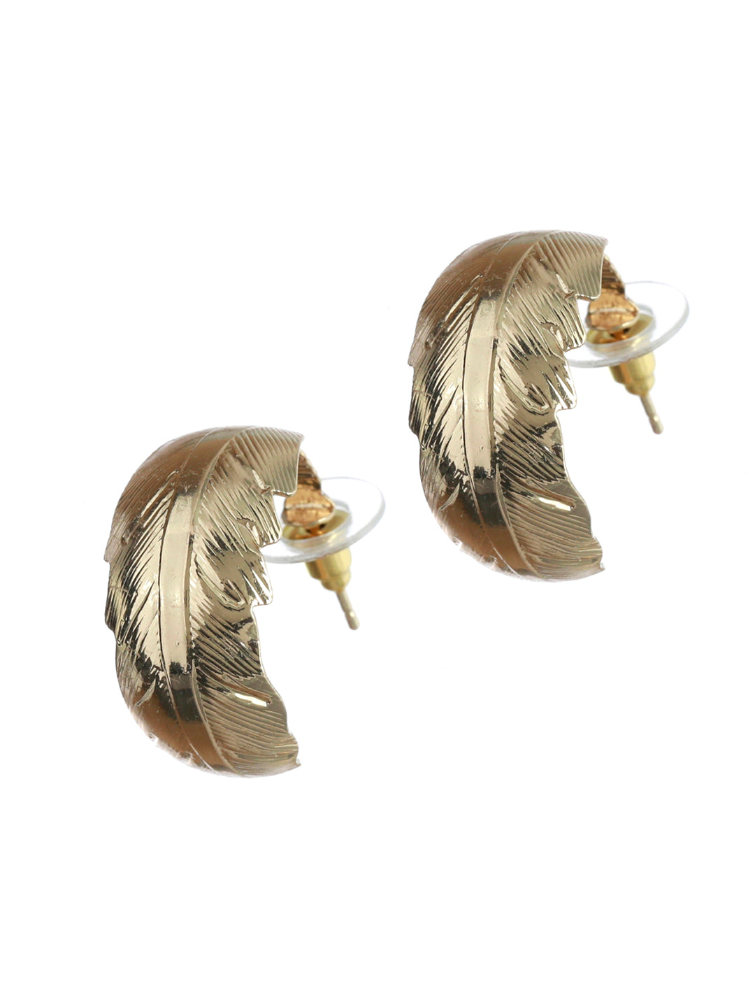 Prita Gold Plated Leaf Half Hoops