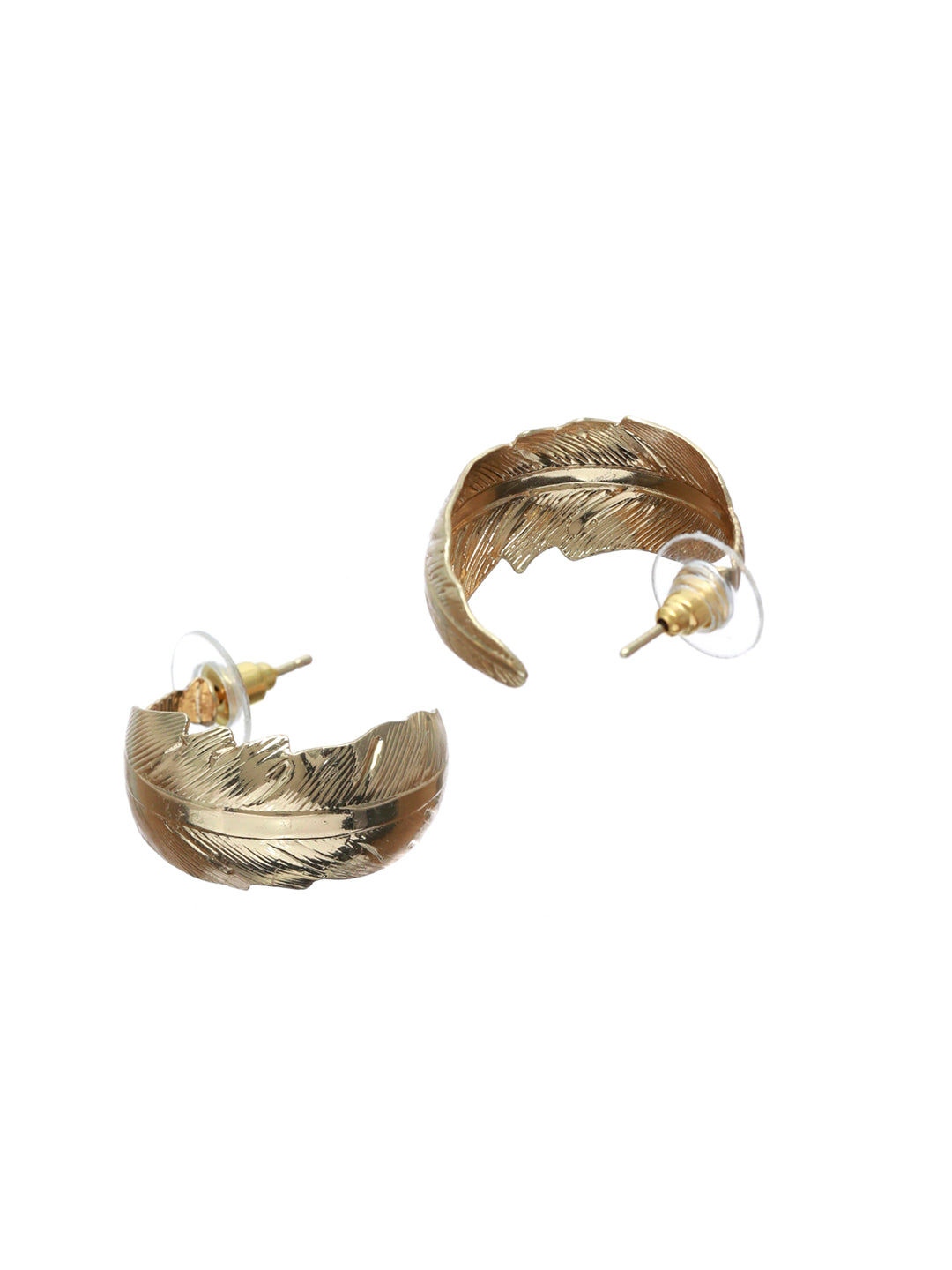 Prita Gold Plated Leaf Half Hoops