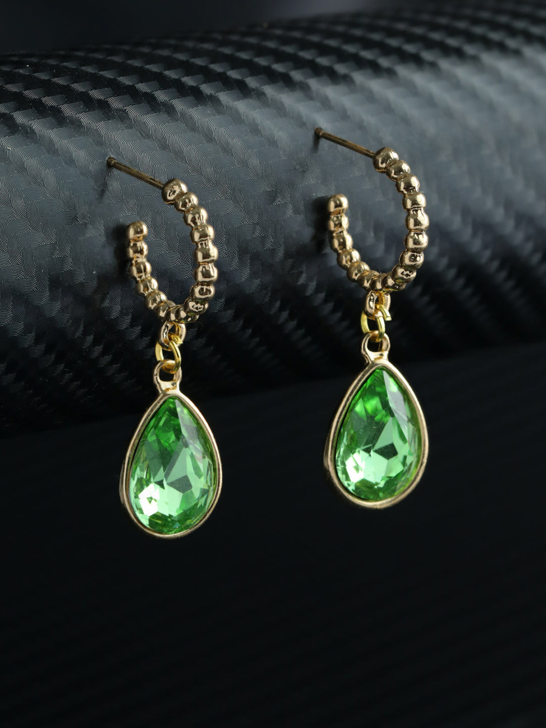 Prita Green Stone Tear Drop Earrings