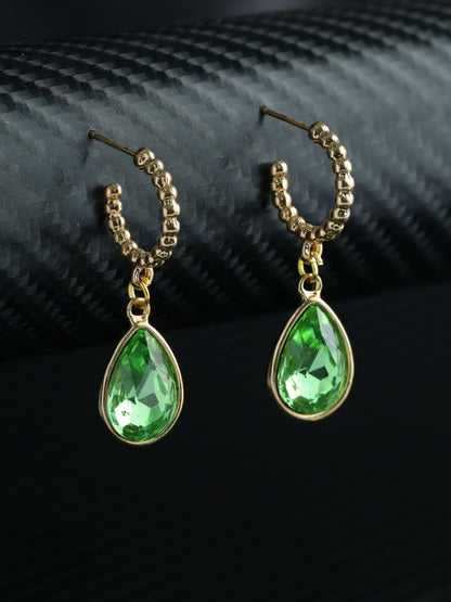 Prita Green Stone Tear Drop Earrings