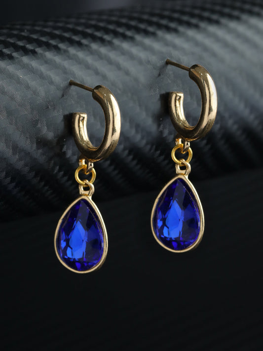 Prita Blue Stone Tear Drop Earrings