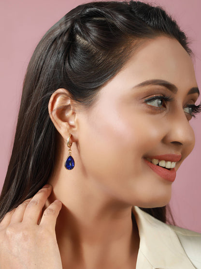 Prita Blue Stone Tear Drop Earrings