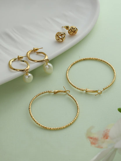 Prita Pearl & Stone Studded Earring Set of 6