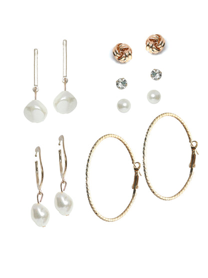 Prita Pearl & Stone Studded Earring Set of 6