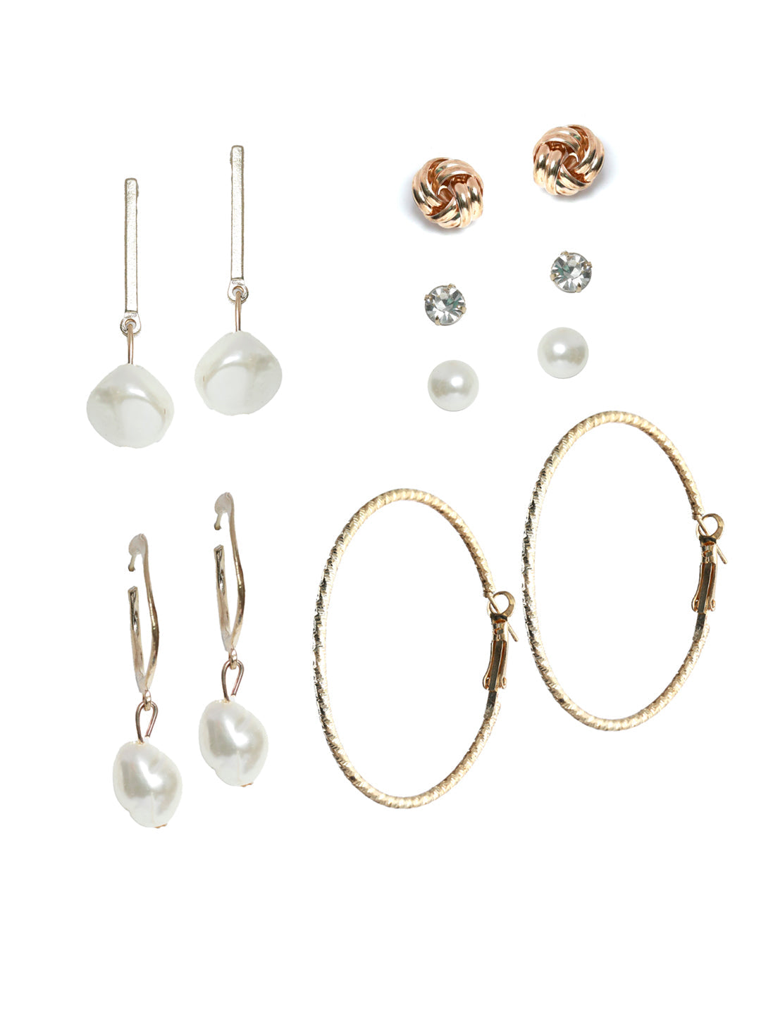 Prita Pearl & Stone Studded Earring Set of 6