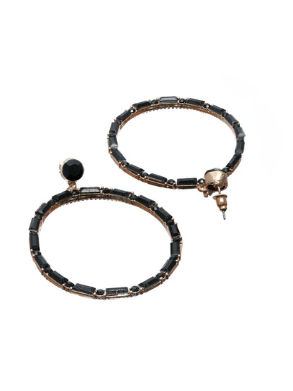 Prita Black Stone Studded Oversized Drop Earrings