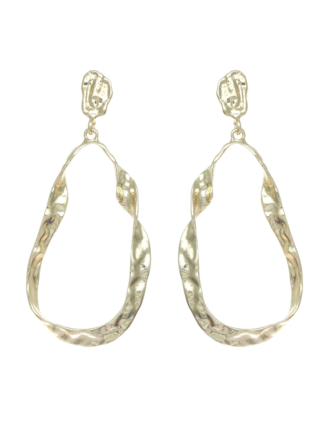 Prita Gold Plated Hammered Tear Drop Earrings