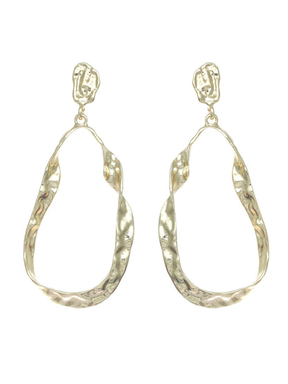 Prita Gold Plated Hammered Tear Drop Earrings