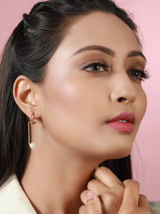 Prita Pearl Geometric Drop Earrings