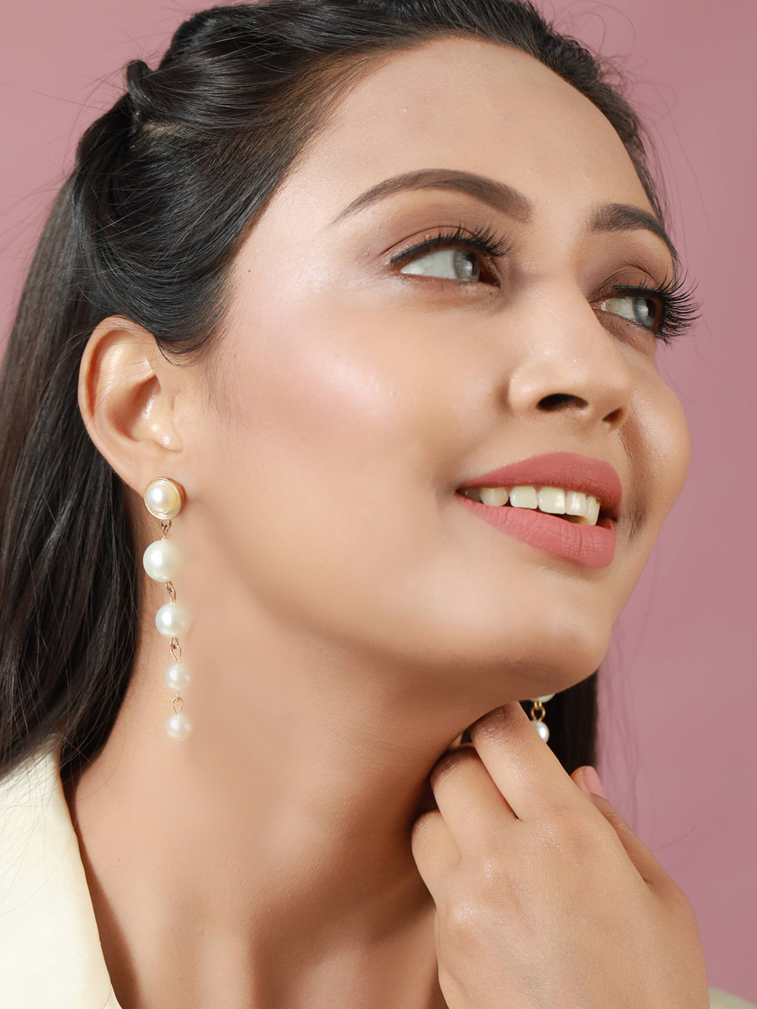 Prita Pearl Gold Plated Studs & Hoop Earrings Set of 8