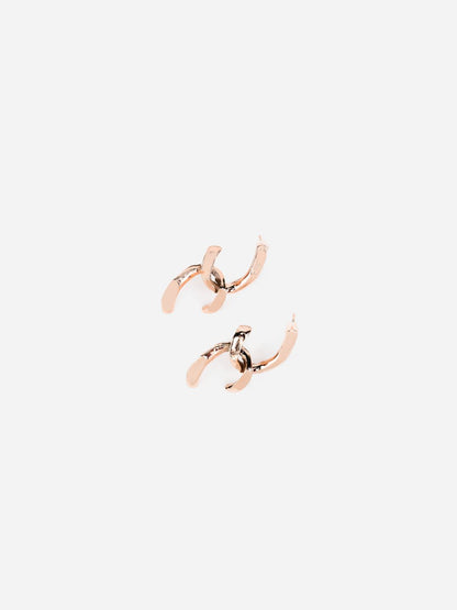 Textured Interlinked U Rose Gold-Plated Drop Earrings