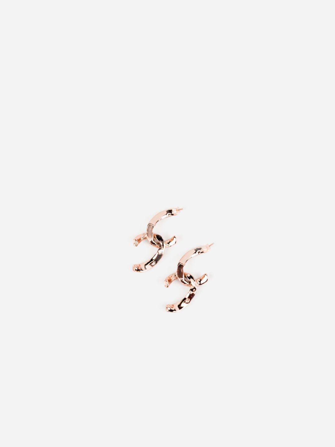 Textured Interlinked U Rose Gold-Plated Drop Earrings