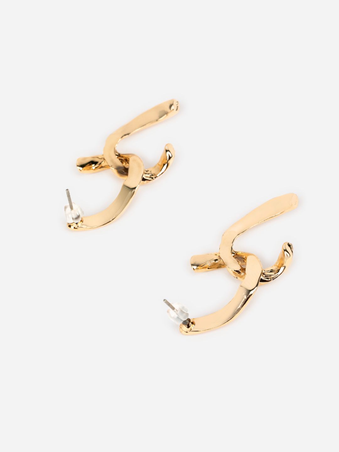 Textured Interlinked U Gold-Plated Drop Earrings
