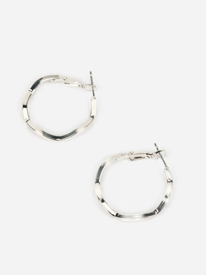 Solitaire Pearl Stud and Wave Hoop Earrings Set of 6