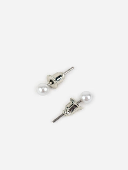 Solitaire Pearl Stud and Wave Hoop Earrings Set of 6