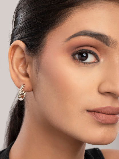 Prita by Priyaasi Green & White Studded Mini Half Hoops