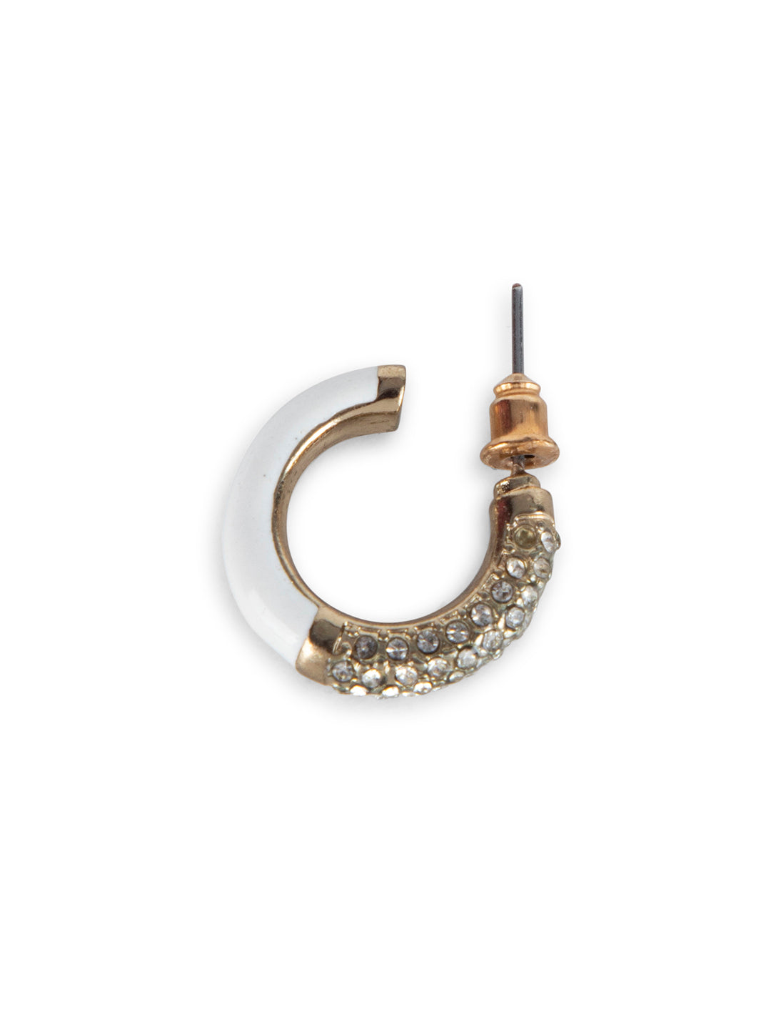 Prita by Priyaasi Green & White Studded Mini Half Hoops