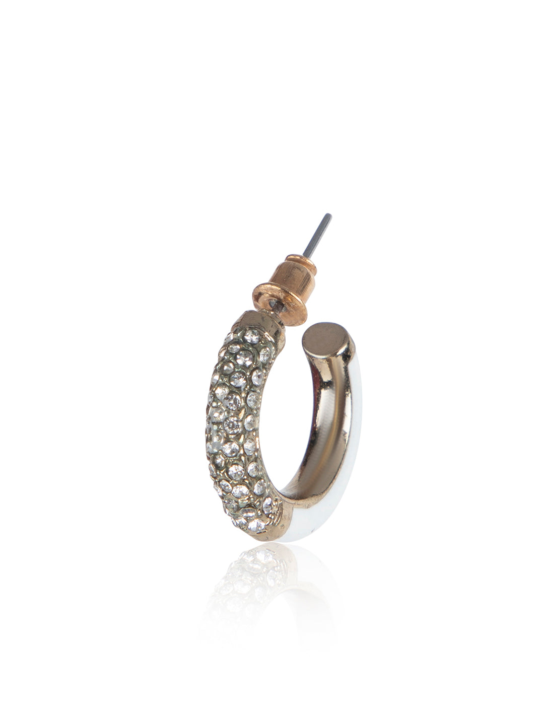 Prita by Priyaasi Green & White Studded Mini Half Hoops