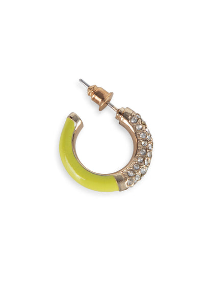 Prita by Priyaasi Green & White Studded Mini Half Hoops
