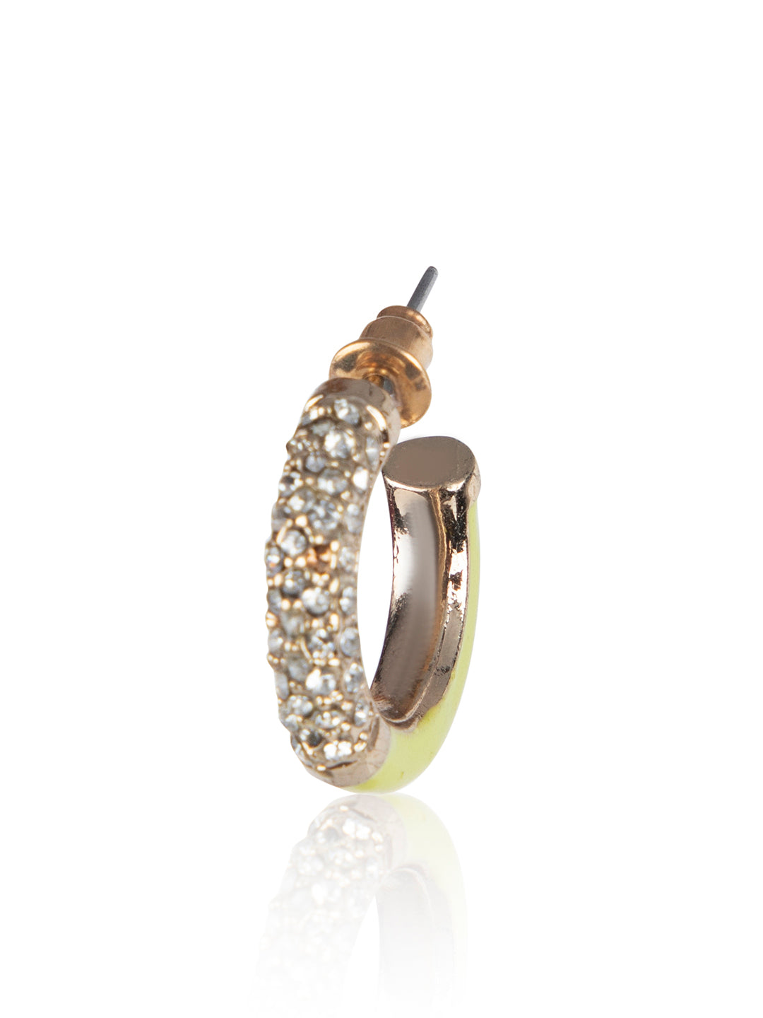 Prita by Priyaasi Green & White Studded Mini Half Hoops