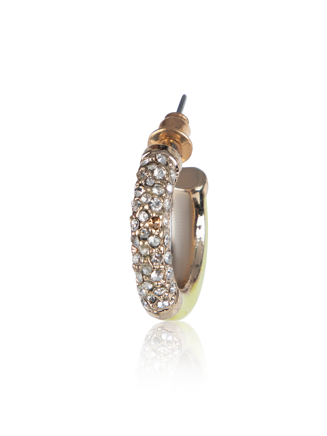 Prita by Priyaasi Green & White Studded Mini Half Hoops