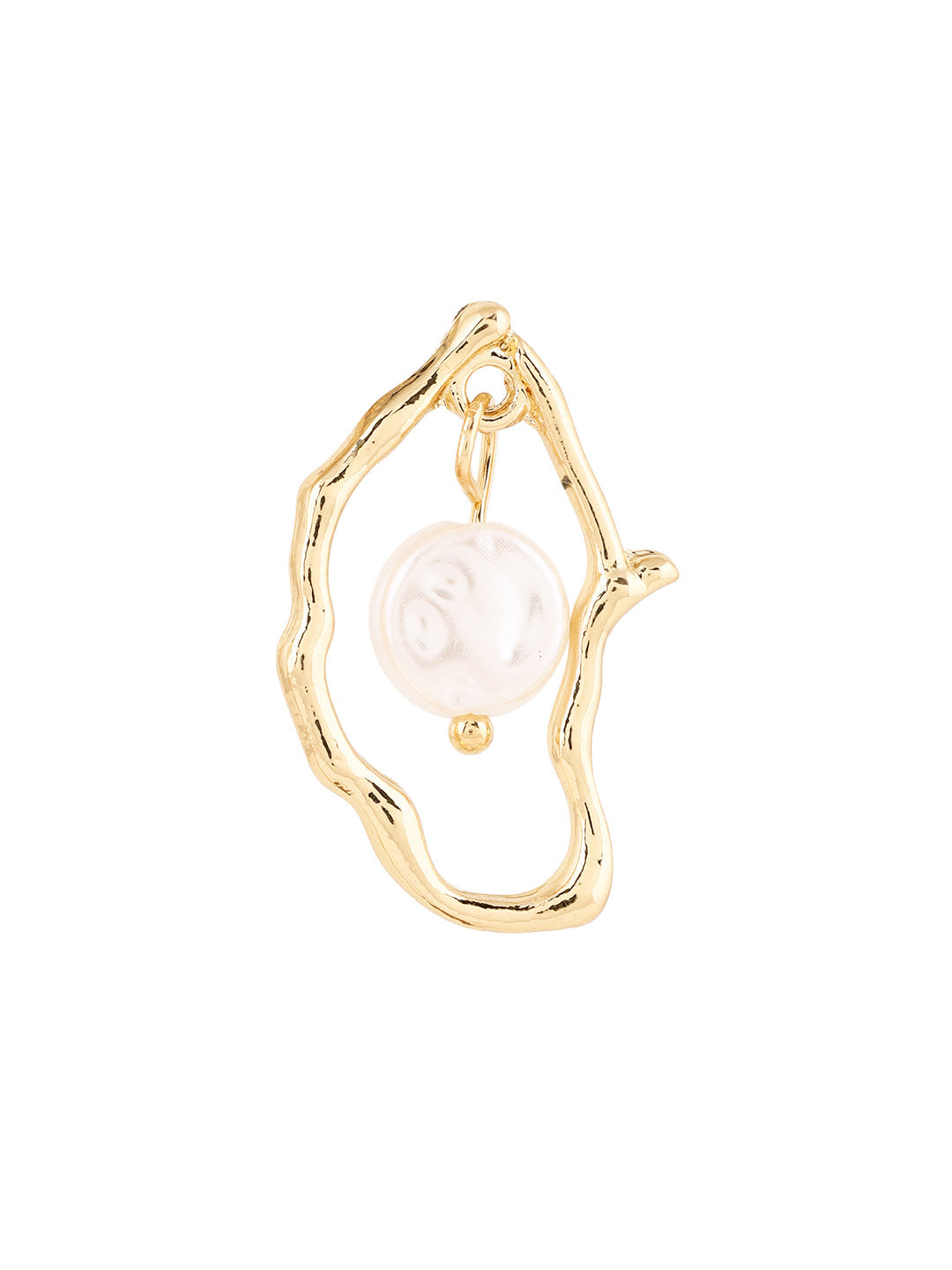 Priyaasi Swirl Metallic Shape Pearl Hanging Drop Shape Earrings
