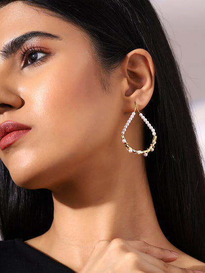 Prita Pearl Gold Plated Hangings Earrings