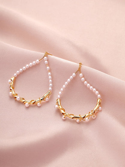 Prita Pearl Gold Plated Hangings Earrings