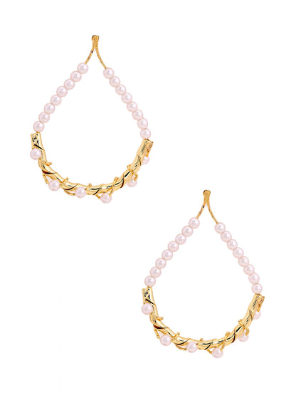 Prita Pearl Gold Plated Hangings Earrings