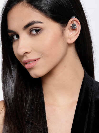 Silver Plated Oval Earcuff For Women