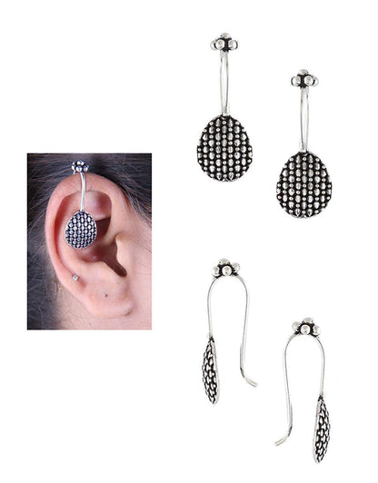 Silver Plated Oval Earcuff For Women