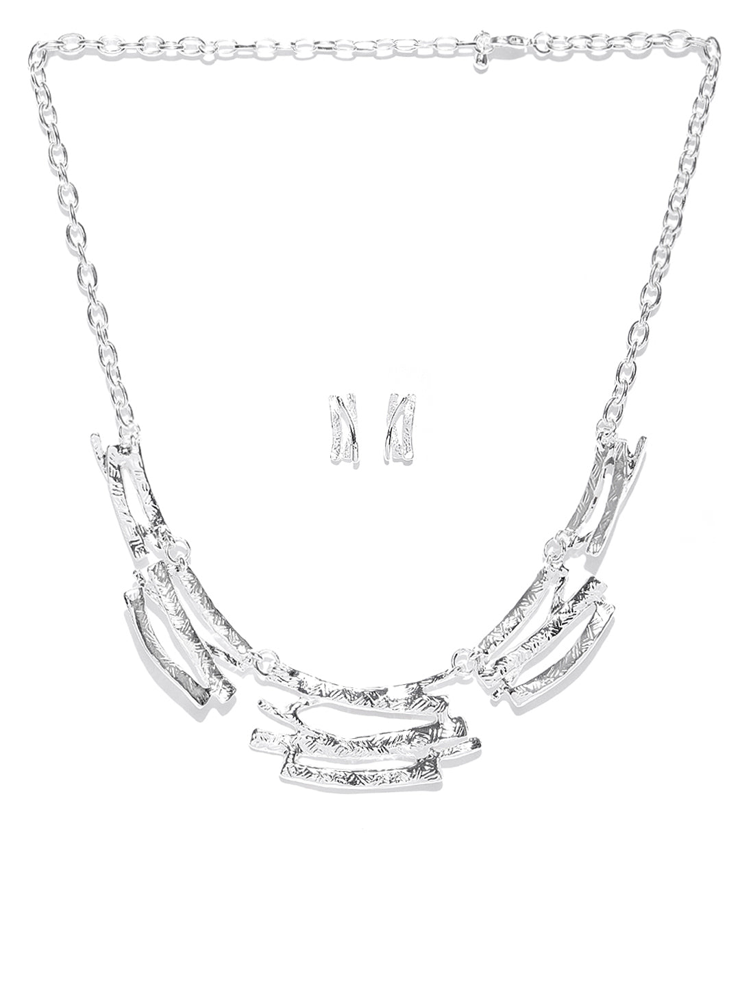 Silver Plated Textured Pendant Set