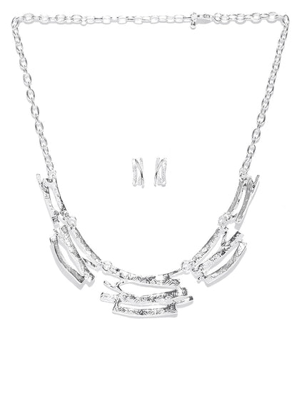 Silver Plated Textured Pendant Set