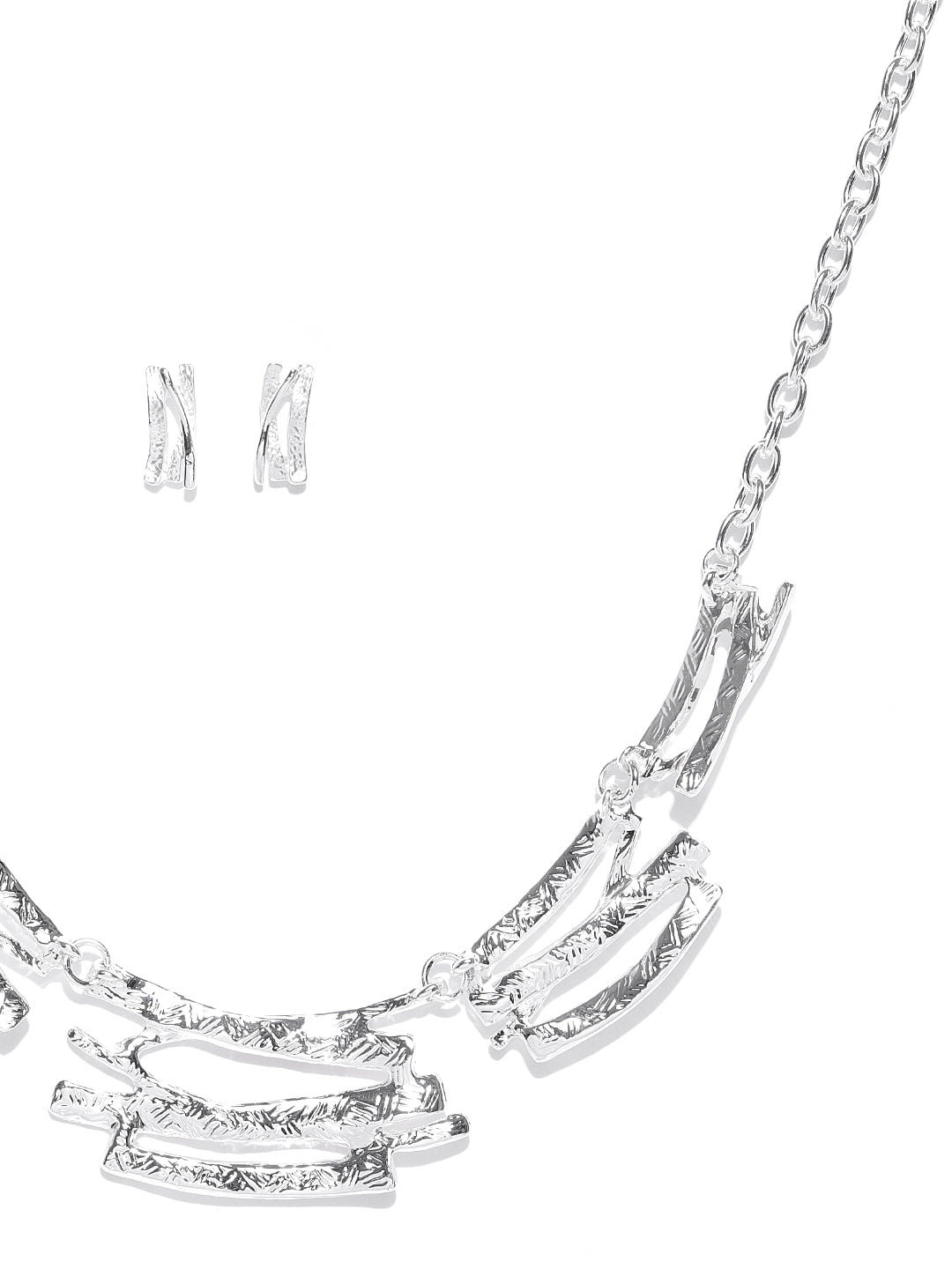 Silver Plated Textured Pendant Set