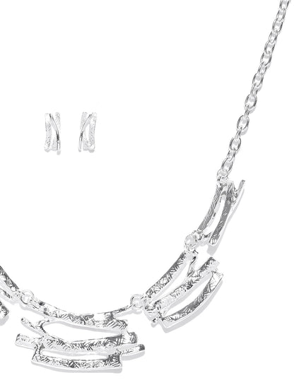 Silver Plated Textured Pendant Set