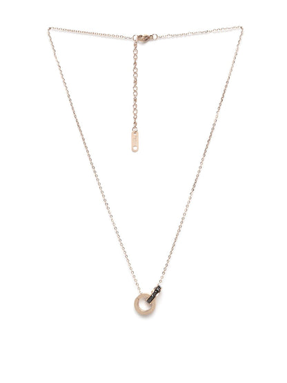 Prestine Clutch-Black Stones Rose Gold Plated Pendant