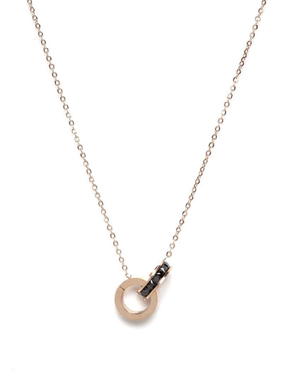 Prestine Clutch-Black Stones Rose Gold Plated Pendant