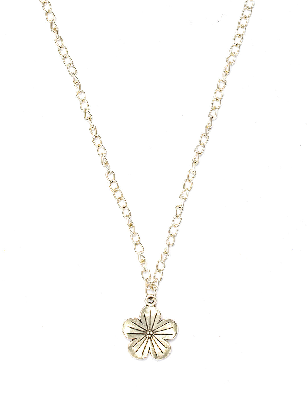 Statement Floral Silver Plated Necklace