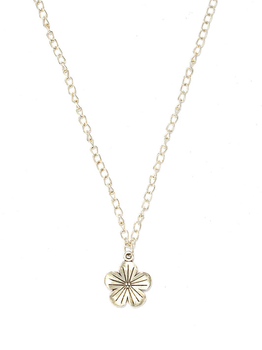 Statement Floral Silver Plated Necklace