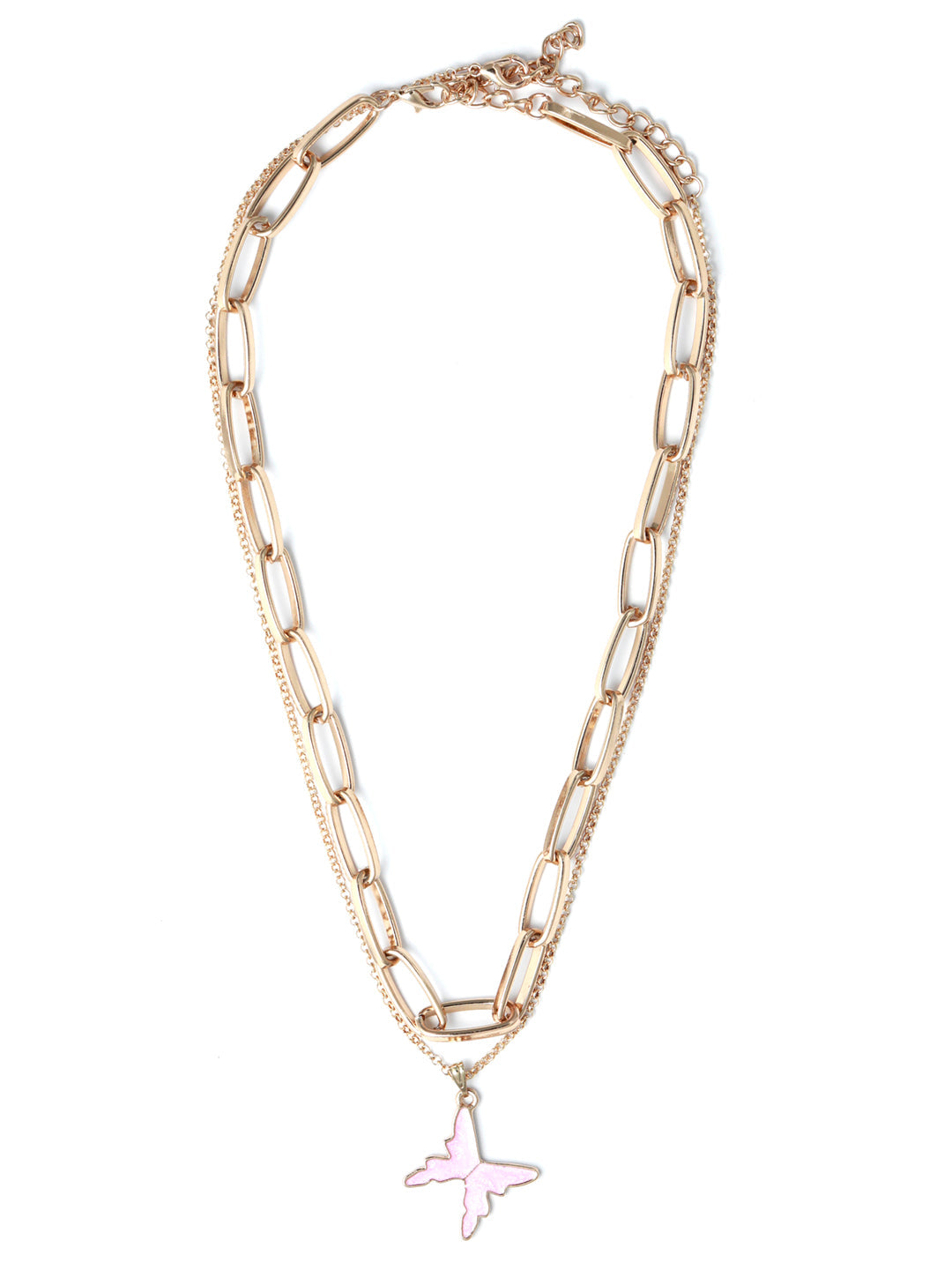 Prita Pink Butterfly Linked Layered Necklace